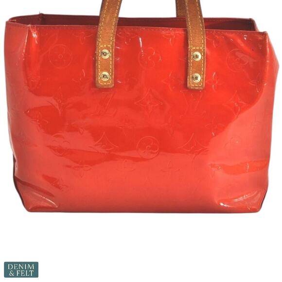 Louis Vuitton Reade PM Vernis Red Monogram Patent Leather Tote Bag Authentic - Picture 3 of 16